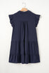 Southern Belle Collared Ruffle Sleeve Tiered Mini Dress