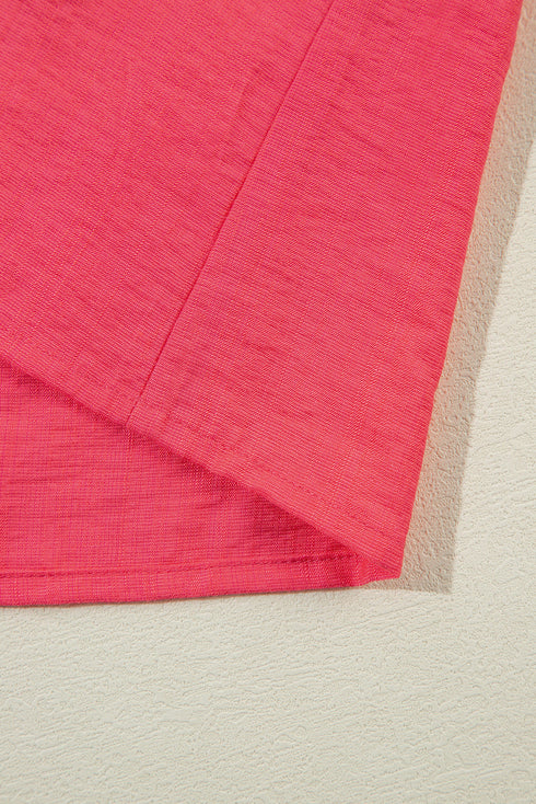 Southern Belle Colorful Trim V-Neck Puff Sleeve Blouse