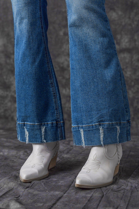 Southern Belle Distressed Flared Denim Jeans