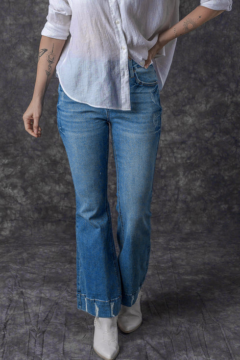 Southern Belle Distressed Flared Denim Jeans
