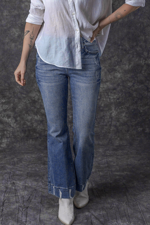 Southern Belle Distressed Flared Denim Jeans
