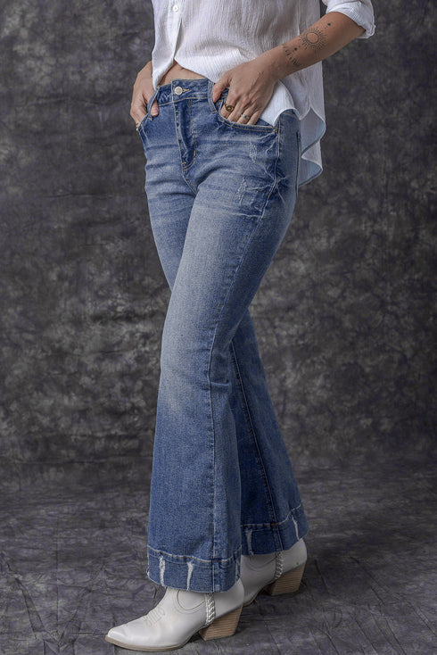Southern Belle Distressed Flared Denim Jeans