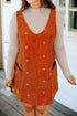 Southern Belle Floral Embroidered Corduroy Overall Mini Dress