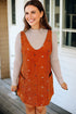 Southern Belle Floral Embroidered Corduroy Overall Mini Dress