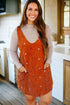 Southern Belle Floral Embroidered Corduroy Overall Mini Dress
