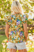 Southern Belle Floral Flutter Sleeve Tiered Blouse