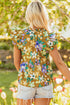 Southern Belle Floral Flutter Sleeve Tiered Blouse