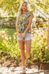 Southern Belle Floral Flutter Sleeve Tiered Blouse