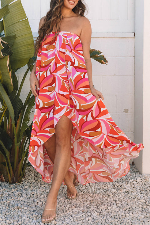 Southern Belle Floral High Low Bandeau Midi Dress