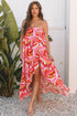 Southern Belle Floral High Low Bandeau Midi Dress