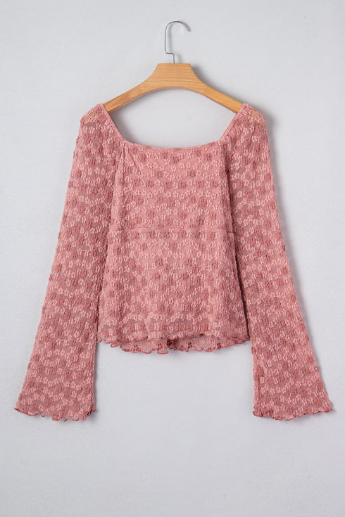 Southern Belle Floral Lace Drawstring Knot Blouse