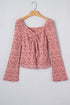 Southern Belle Floral Lace Drawstring Knot Blouse