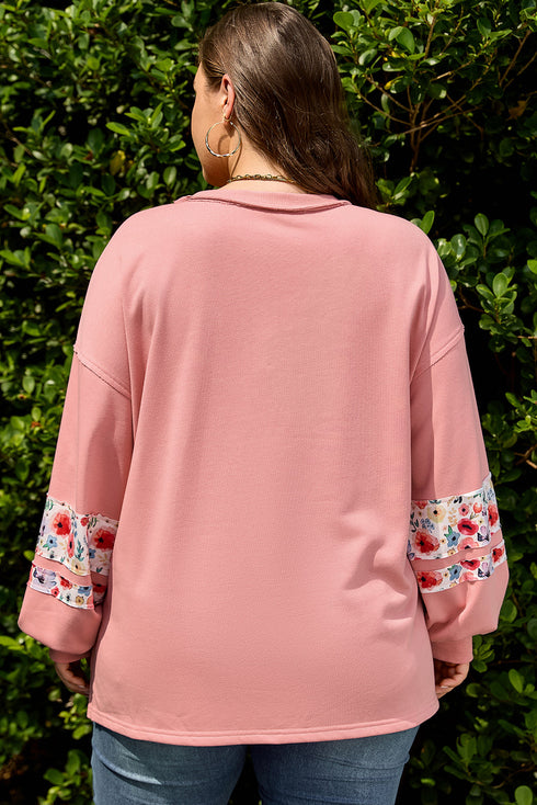 Southern Belle Floral Patchwork Applique Plus Size Sweatshirt