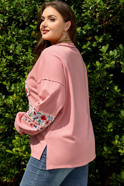 Southern Belle Floral Patchwork Applique Plus Size Sweatshirt