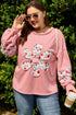 Southern Belle Floral Patchwork Applique Plus Size Sweatshirt