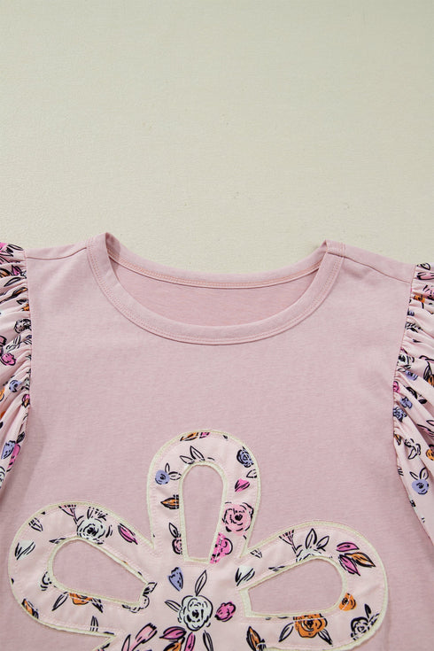 Southern Belle Floral Patchwork Flowy Half Sleeve Blouse