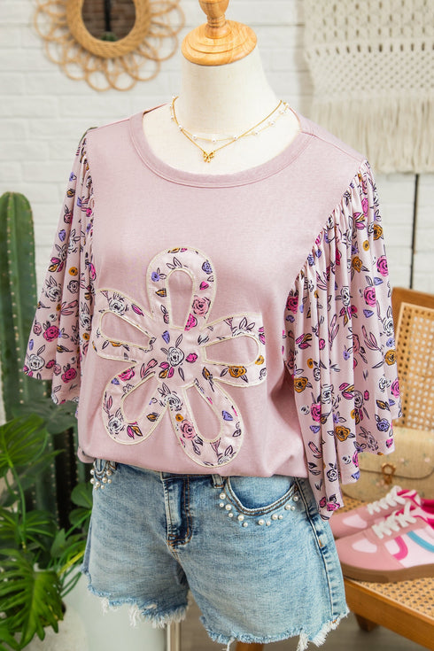 Southern Belle Floral Patchwork Flowy Half Sleeve Blouse