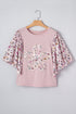 Southern Belle Floral Patchwork Flowy Half Sleeve Blouse