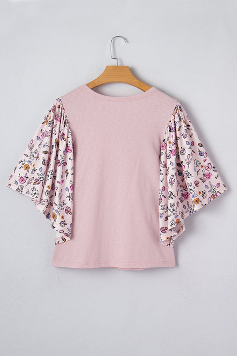 Southern Belle Floral Patchwork Flowy Half Sleeve Blouse