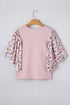 Southern Belle Floral Patchwork Flowy Half Sleeve Blouse