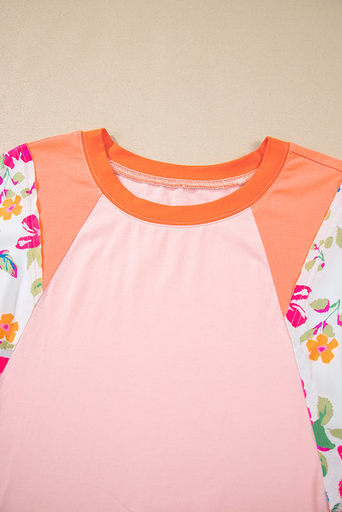 Southern Belle Floral Patchwork Raglan Half Sleeve Top