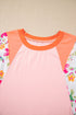 Southern Belle Floral Patchwork Raglan Half Sleeve Top