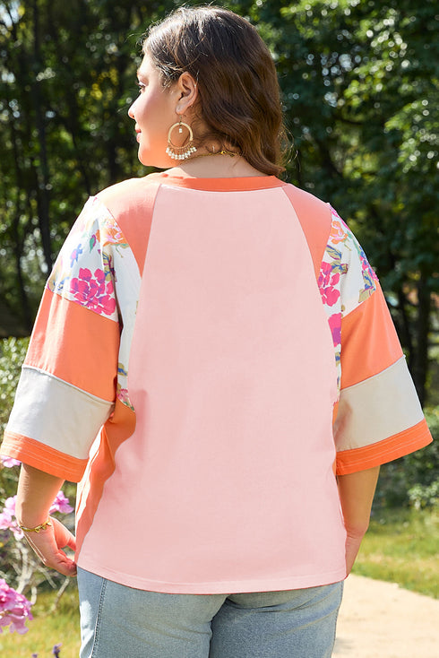 Southern Belle Floral Patchwork Raglan Half Sleeve Top