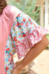 Southern Belle Floral Patchwork Ruffle Sleeve Blouse