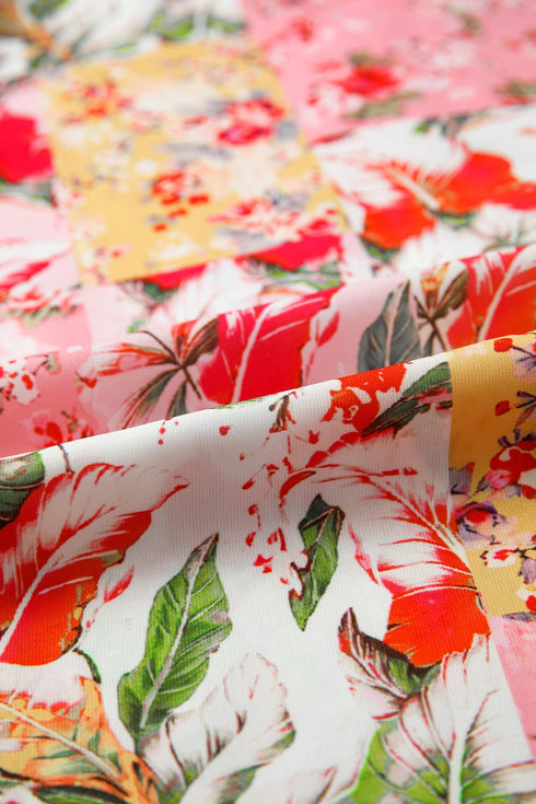 Southern Belle Floral Print Collared Short Sleeve Blouse