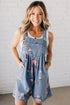 Southern Belle Floral Print Denim Romper Shortalls