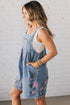 Southern Belle Floral Print Denim Romper Shortalls