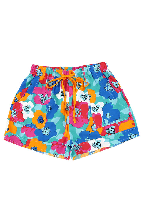 Southern Belle Floral Print Drawstring Elastic Waist Casual Shorts