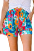 Southern Belle Floral Print Drawstring Elastic Waist Casual Shorts