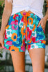 Southern Belle Floral Print Drawstring Elastic Waist Casual Shorts