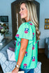 Southern Belle Floral Print Flutter Sleeve V Neck Blouse