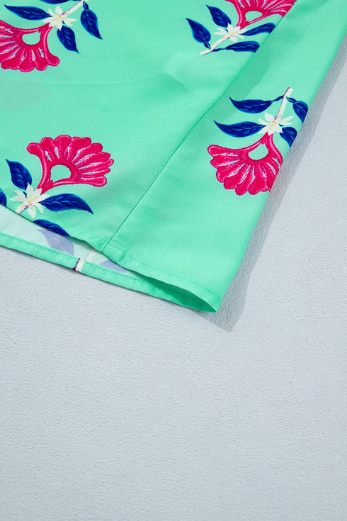 Southern Belle Floral Print Flutter Sleeve V Neck Blouse