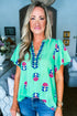 Southern Belle Floral Print Flutter Sleeve V Neck Blouse