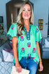 Southern Belle Floral Print Flutter Sleeve V Neck Blouse