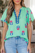 Southern Belle Floral Print Flutter Sleeve V Neck Blouse