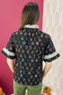 Southern Belle Floral Print Frilled Trim Short Sleeve Blouse