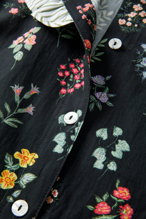 Southern Belle Floral Print Frilled Trim Short Sleeve Blouse