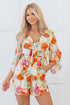 Southern Belle Floral Print Front Tie Romper