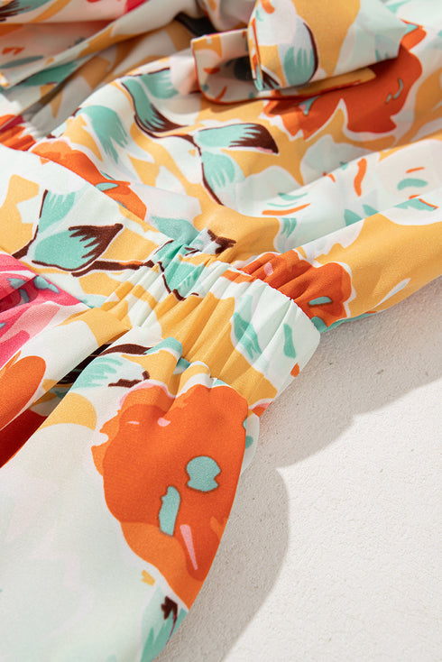 Southern Belle Floral Print Front Tie Romper