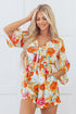 Southern Belle Floral Print Front Tie Romper