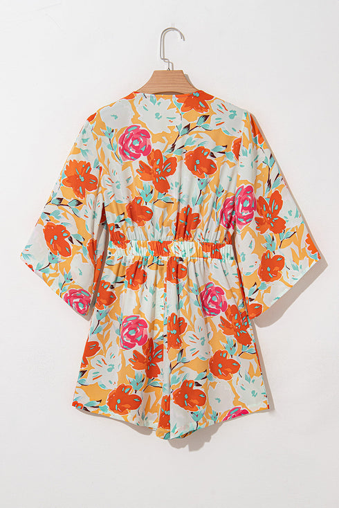 Southern Belle Floral Print Front Tie Romper