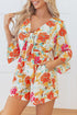 Southern Belle Floral Print Front Tie Romper