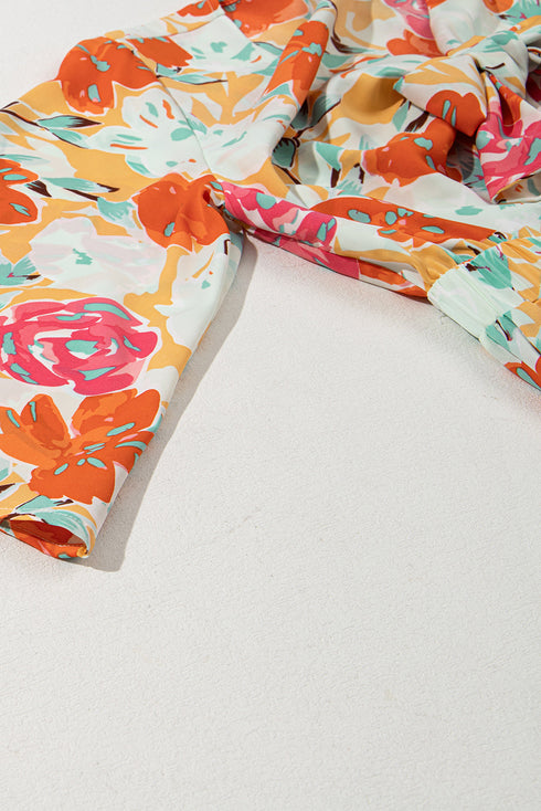 Southern Belle Floral Print Front Tie Romper