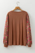 Southern Belle Floral Print Patchwork Round Neck Blouse