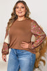 Southern Belle Floral Print Patchwork Round Neck Blouse