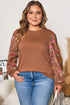 Southern Belle Floral Print Patchwork Round Neck Blouse